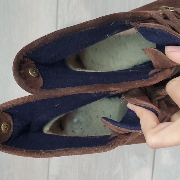 Ugg Australia Women Calynda Ankle Leather Heels Lace Up Boots shoes sz 6 - Picture 13 of 15